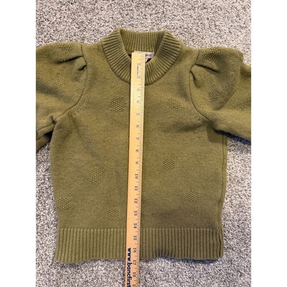 Madewell Sweater Womens XXS Olive Green Puff Sleeve Knit Cotton Wool Blend - Picture 6 of 8